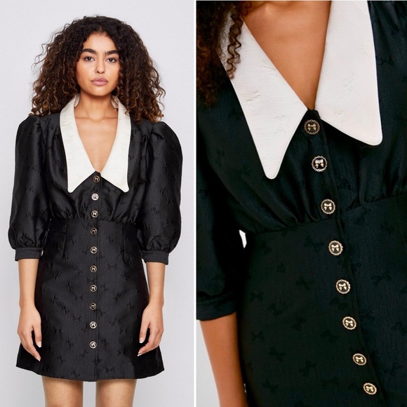 Sister Jane Pirouette Edwardian Goth Black Jacquard Mini Dress Medium Plus Size - Picture 12 of 12